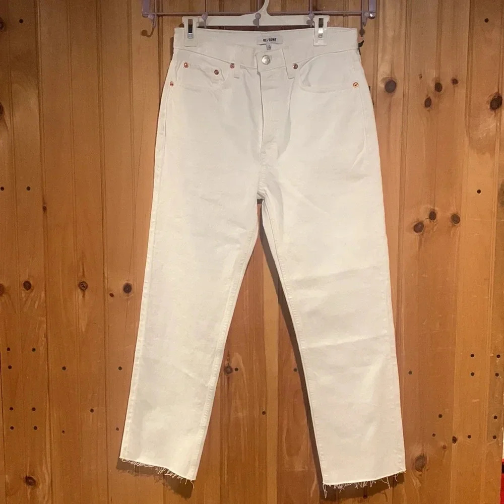 Re/Done White High-Rise Straight Jeans
